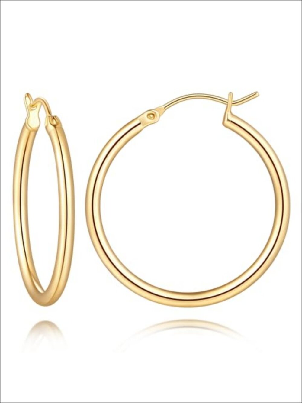 14K Gold Plated Hoop Earrings for Women 20mm-70mm Lever Back